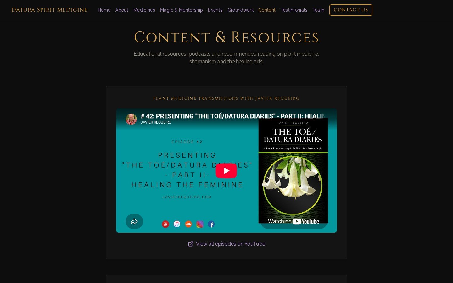 Datura Spirit content and resources page