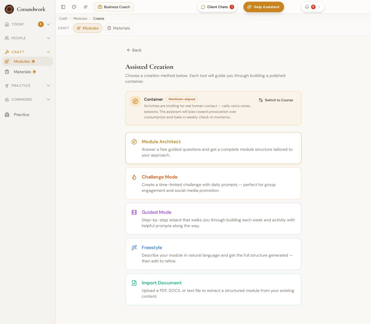 Groundwork program creator