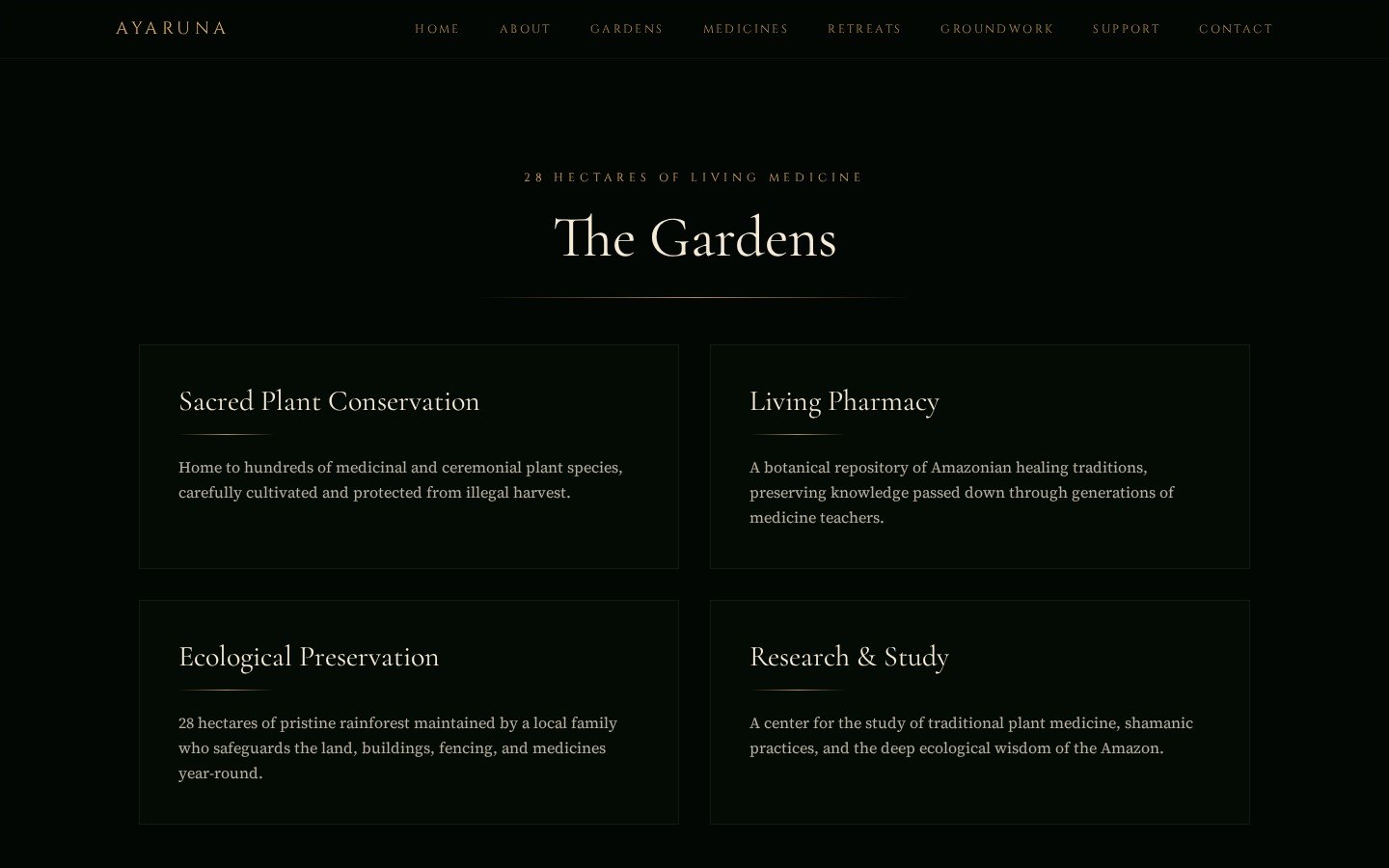 Ayaruna botanical gardens page