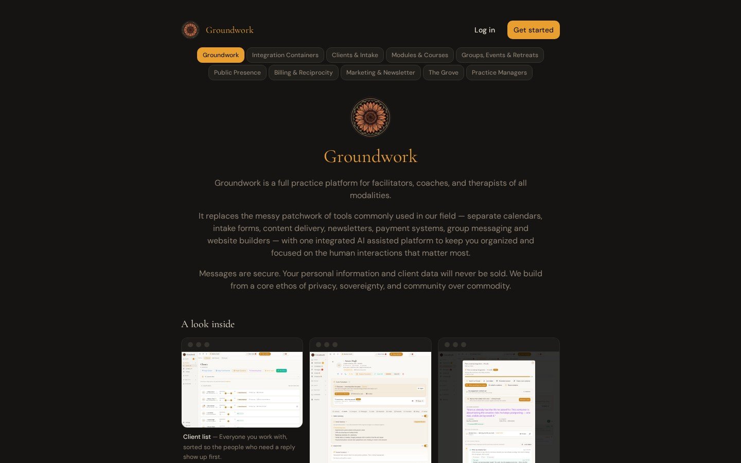 Groundwork platform homepage