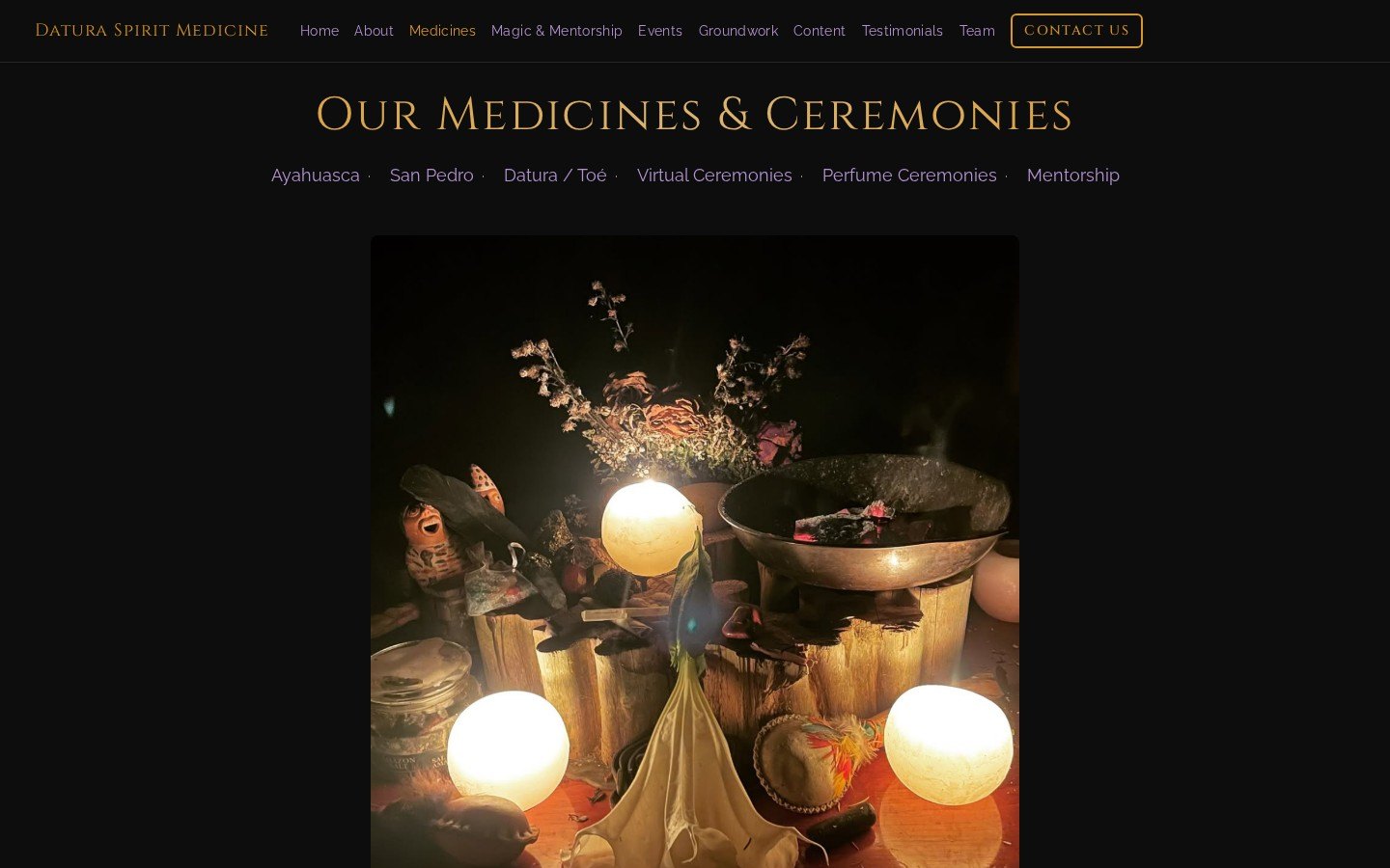 Datura Spirit medicines and ceremonies page