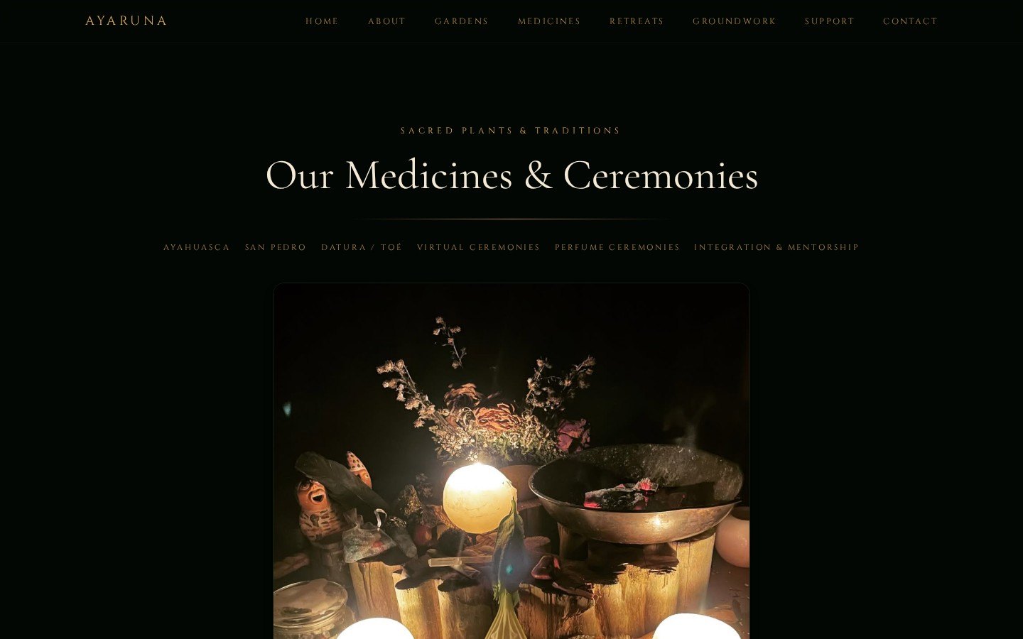 Ayaruna medicines and ceremonies page