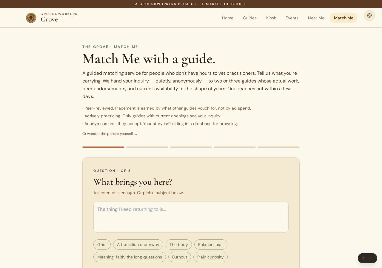 The Grove guided matching flow